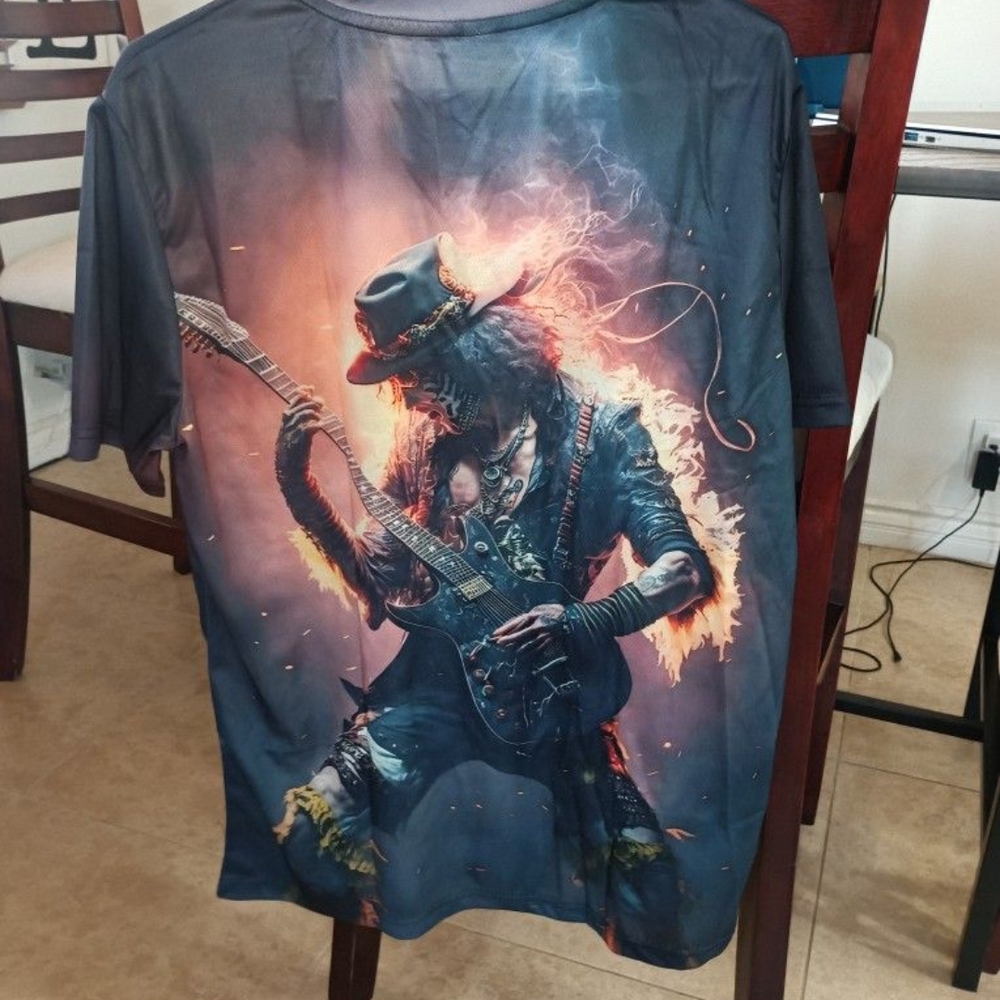 Men's Graphic T-Shirt with Guitarist Design Brand New